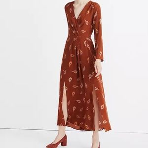 Madewell silk maxi dress, peacock feather print